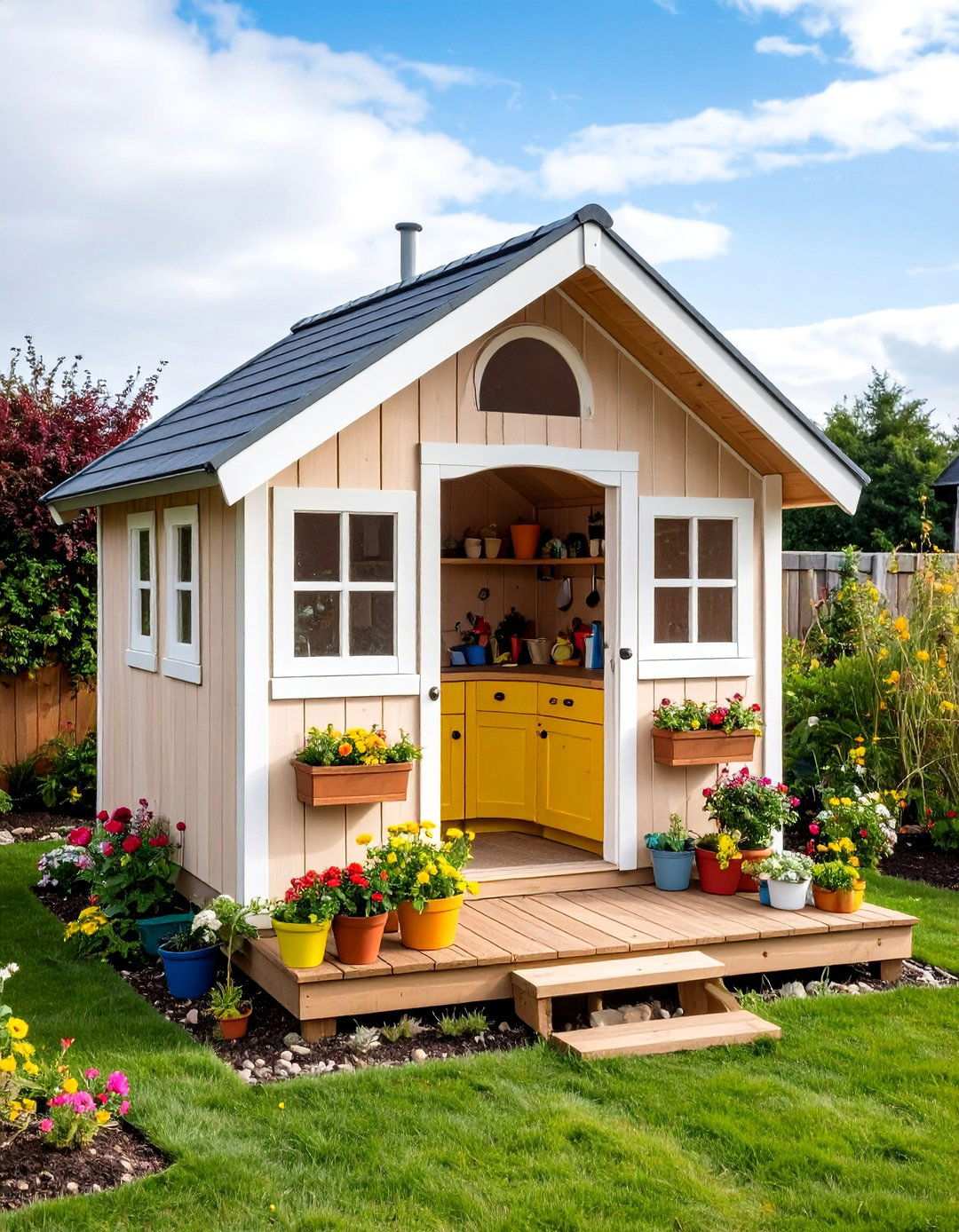 Backyard Playhouse with Interactive Features - 20 Backyard Playground Ideas