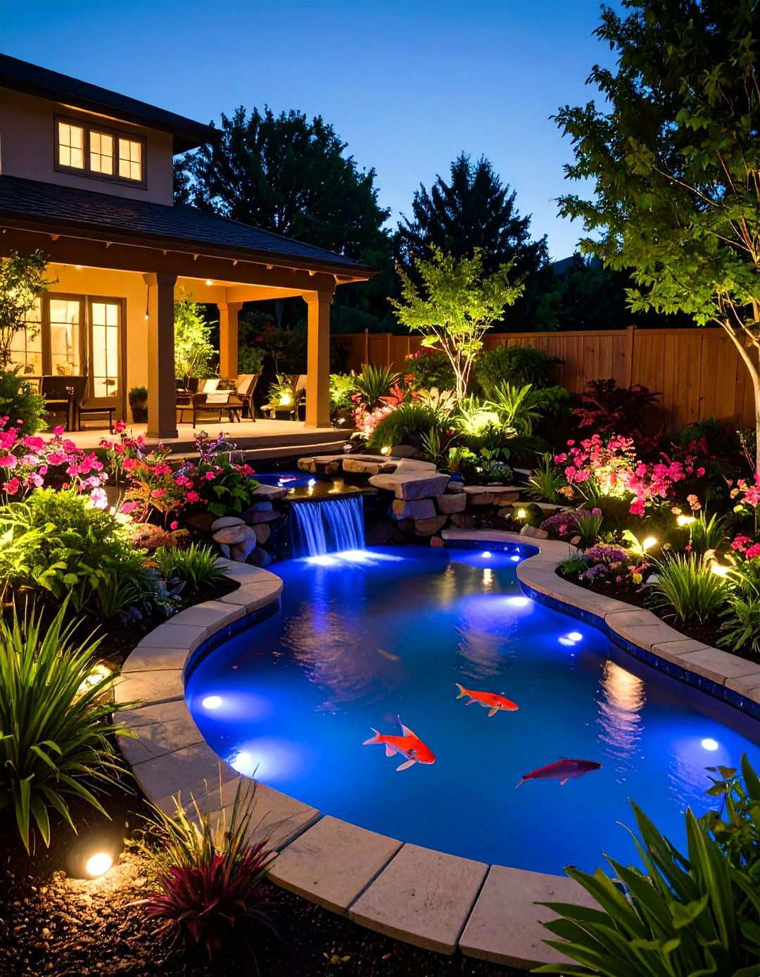 Backyard Pond Lighting for Evening Ambiance - 20 Backyard Pond Ideas