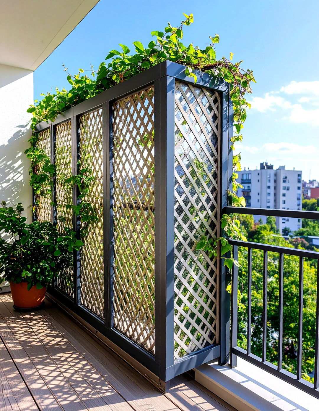 Balcony Trellis Screen for Privacy and Wind Protection - 20 Balcony Trellis Ideas
