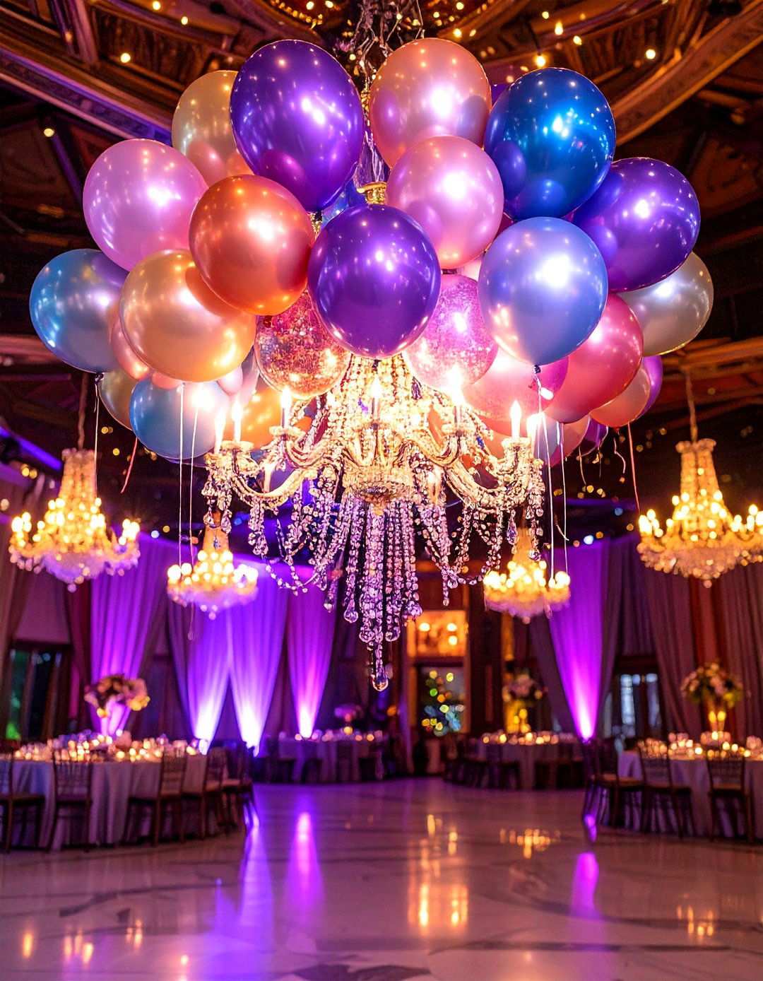 Balloon Chandelier Centerpieces for Luxury Appeal - 20 Balloon Centerpiece Ideas