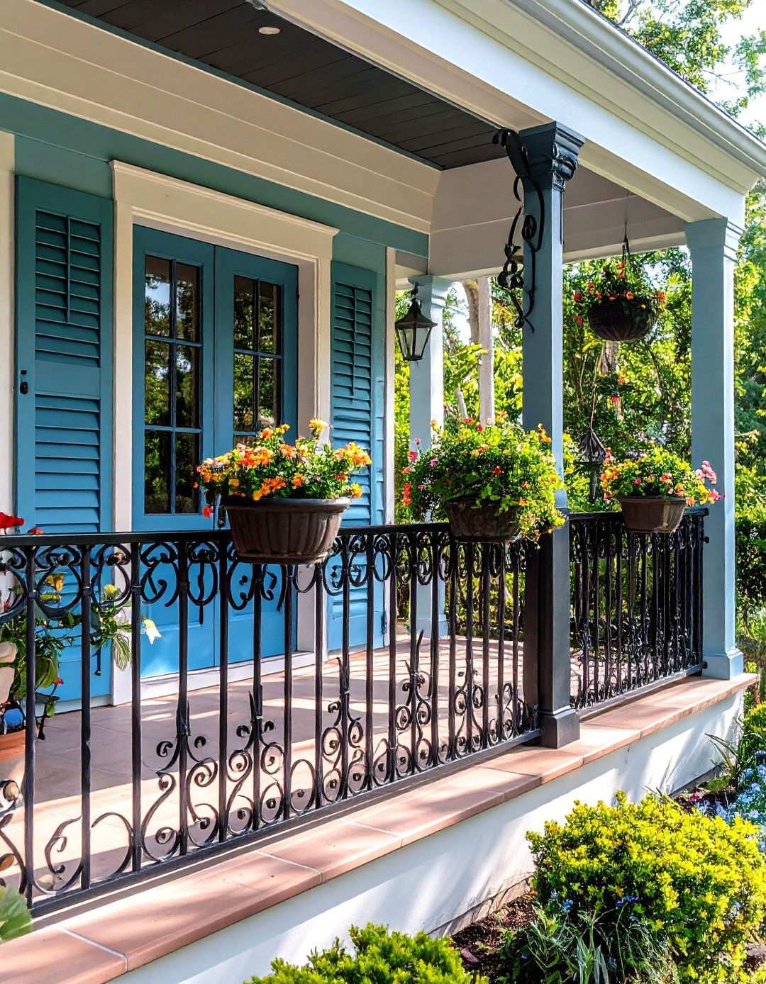 Barndominium Front Porch with Artistic Metal Work - 20 Barndominium Front Porch Ideas