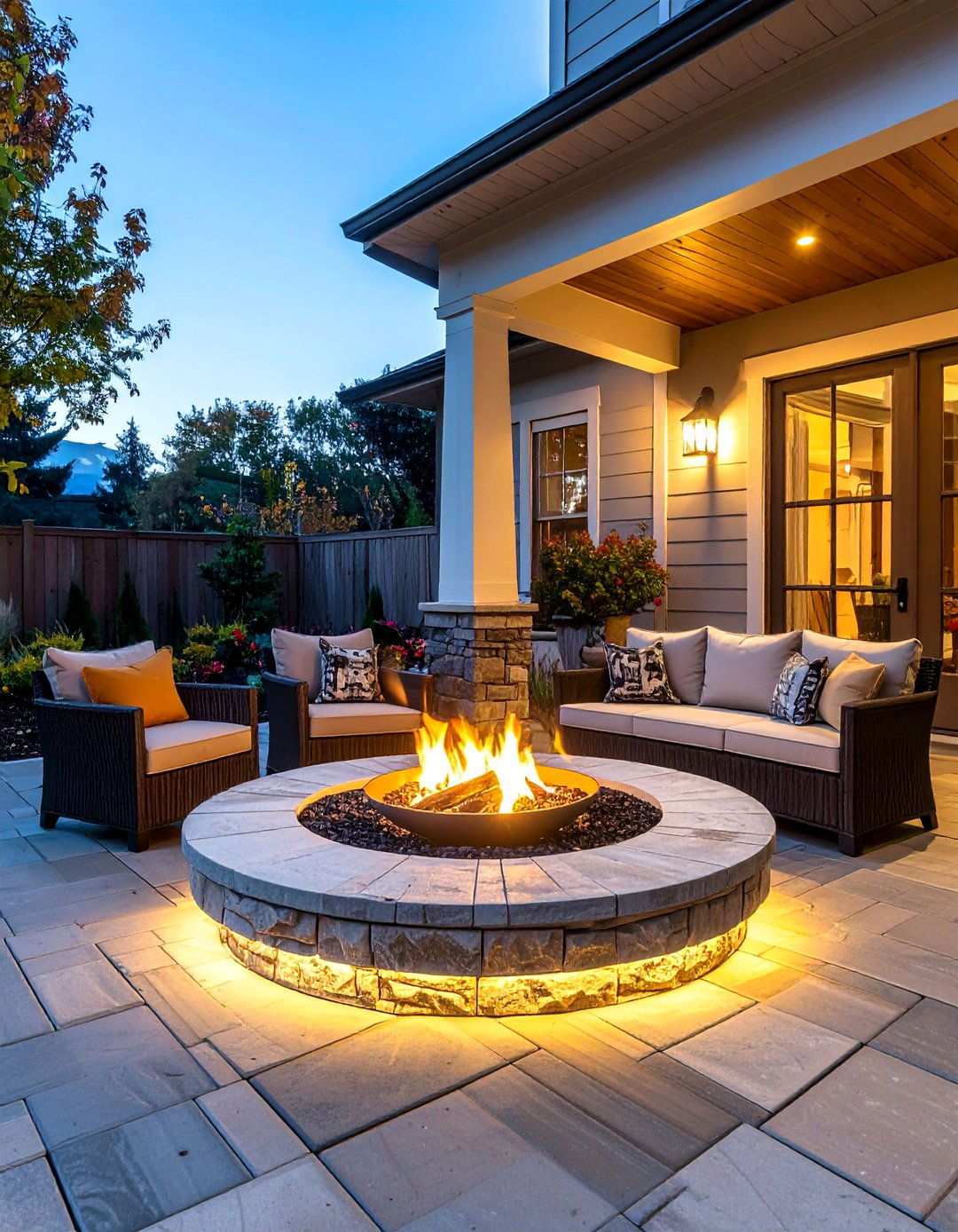 Barndominium Front Porch with Built in Fire Pit - 20 Barndominium Front Porch Ideas