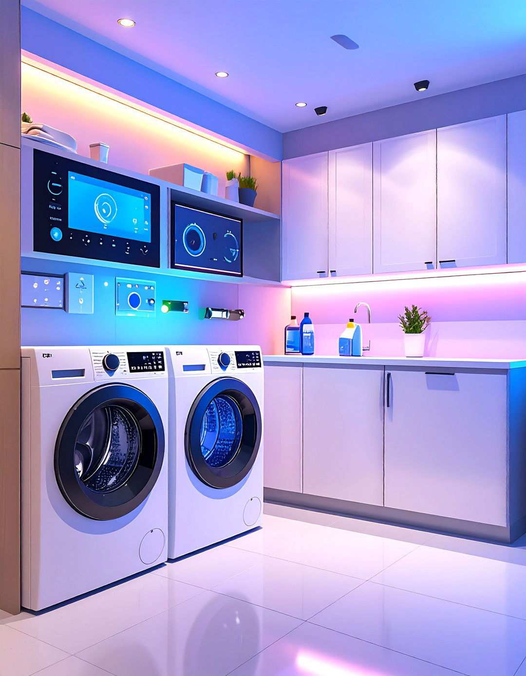 Basement Laundry Room with Smart Technology Integration - 20 basement laundry room ideas