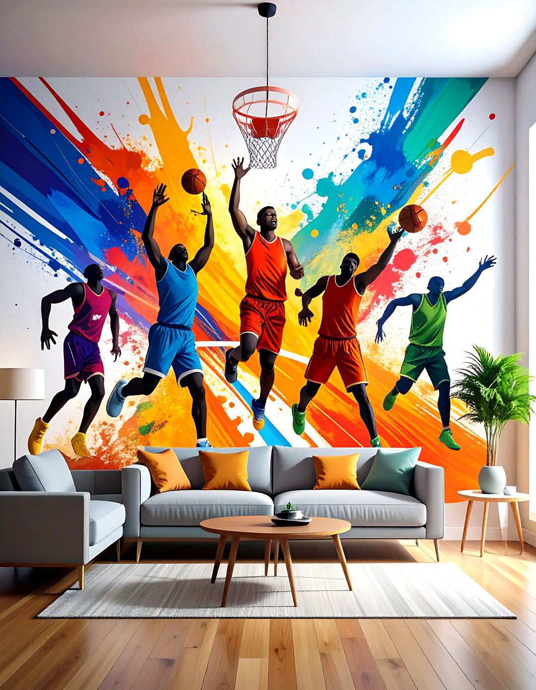 Basketball Room Decor with Custom Wall Murals - 20 basketball room decor ideas