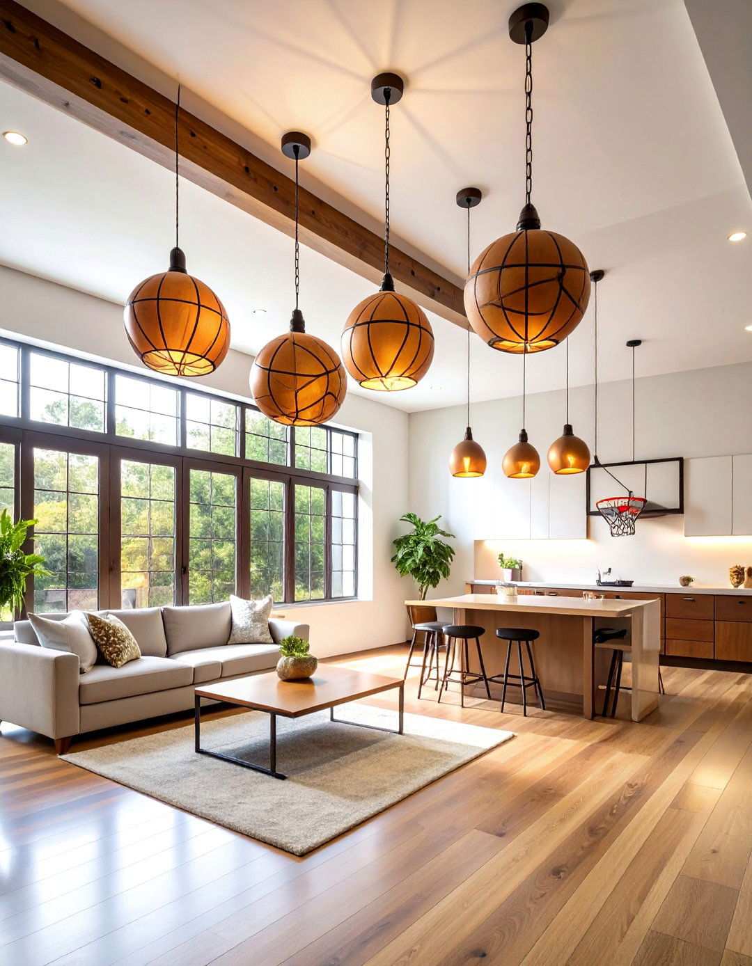 Basketball Room Decor with Themed Lighting Fixtures - 20 basketball room decor ideas