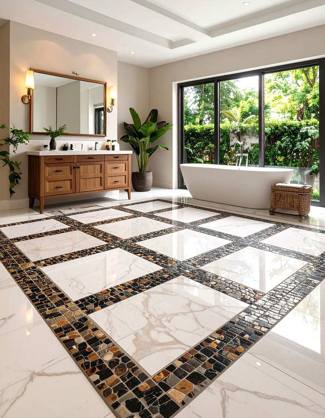 Basketweave Mosaic Floor Tile Heritage - 20 Bathroom Mosaic Floor Tile Ideas