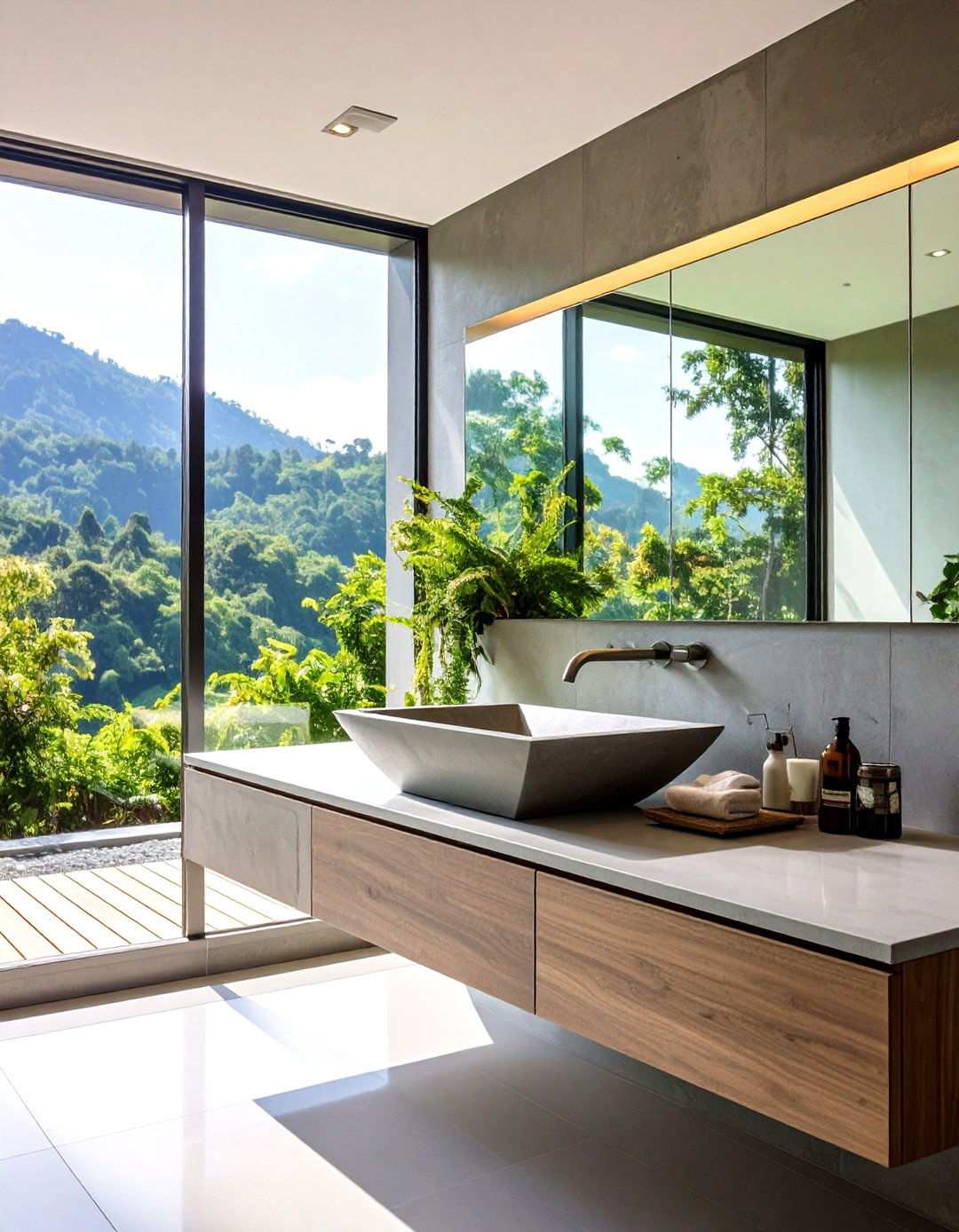 Bauhaus Concrete and Steel Bathroom - 20 Bauhaus Interior Design Ideas