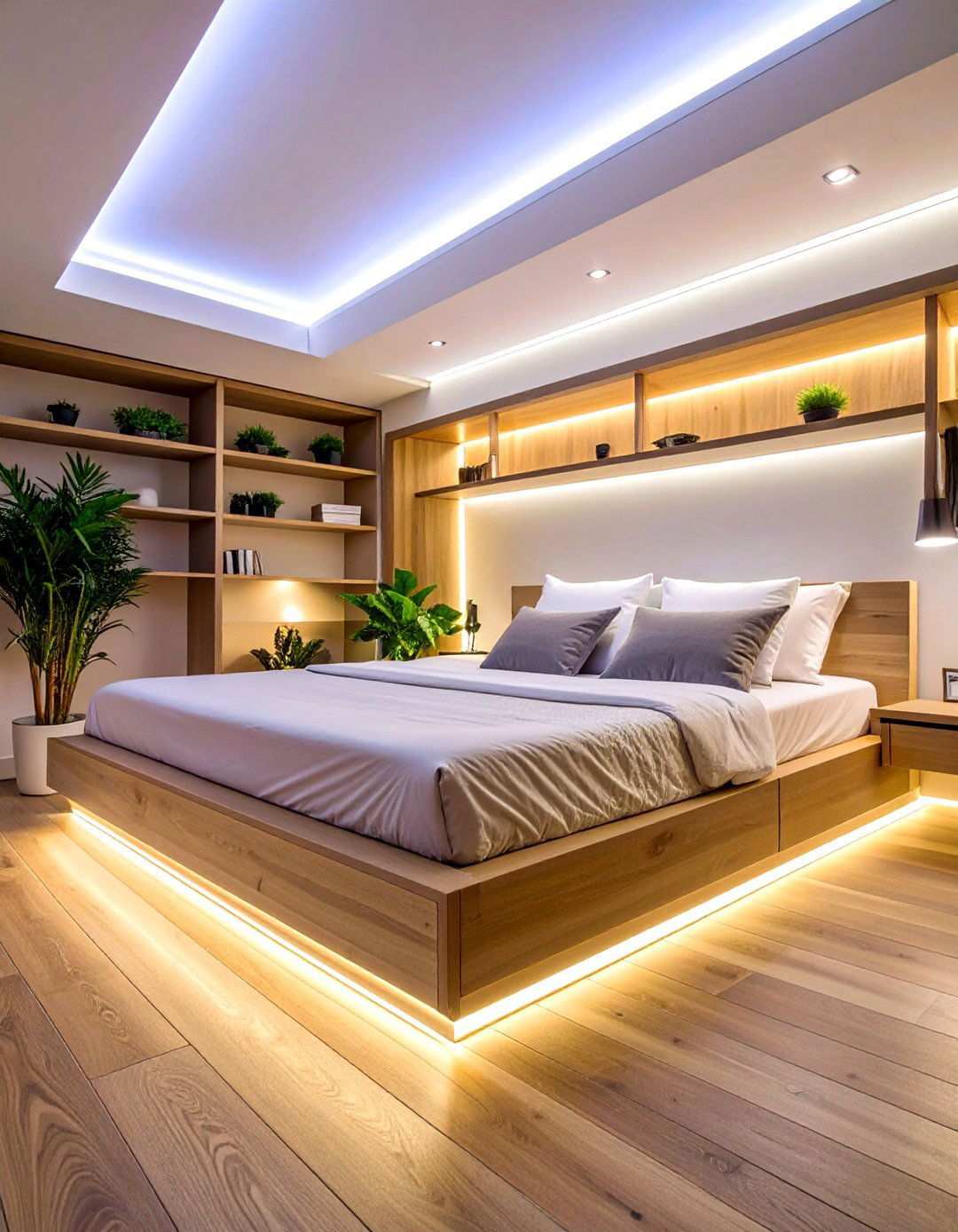 Bedroom Office LED Strip Task Glow - 20 Bedroom Office Ideas