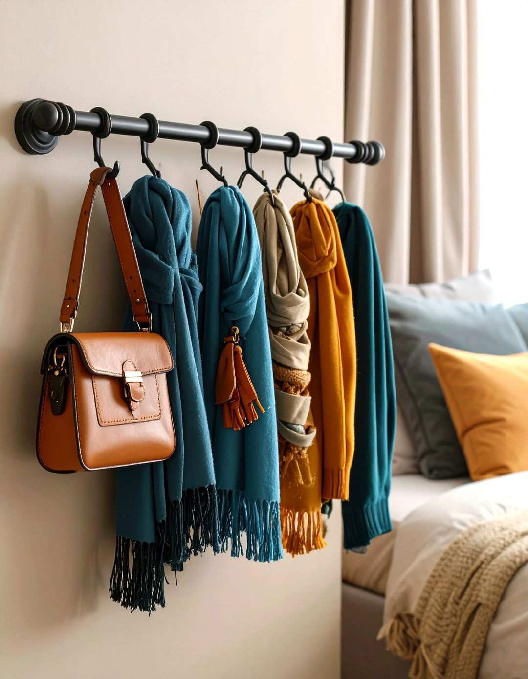Bedroom Storage Curtain Rod Accessory Bar - 20 Bedroom Storage Ideas