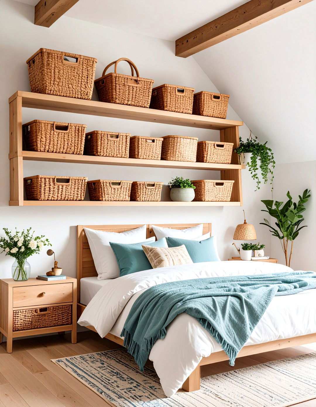 Bedroom Storage Decorative Basket Ledge - 20 Bedroom Storage Ideas