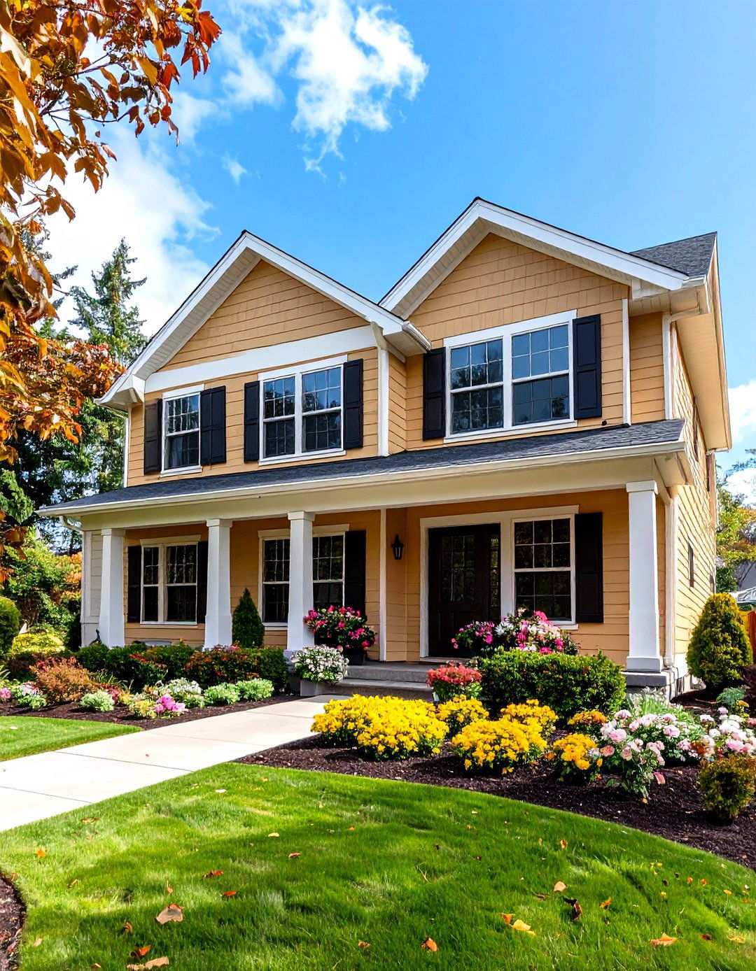 Beige and Black Horizontal Siding Focus - 20 beige and black house exterior ideas