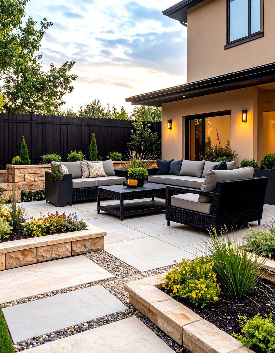 Beige and Black Landscape Integration Design - 20 beige and black house exterior ideas