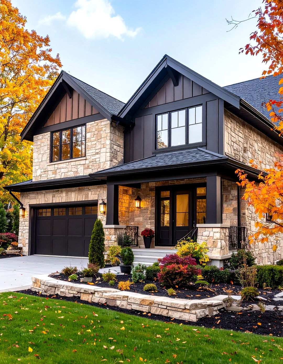 Beige and Black Natural Stone Combination - 20 beige and black house exterior ideas