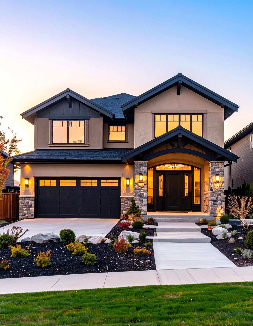 Beige and Black Textural Contrast Design - 20 beige and black house exterior ideas