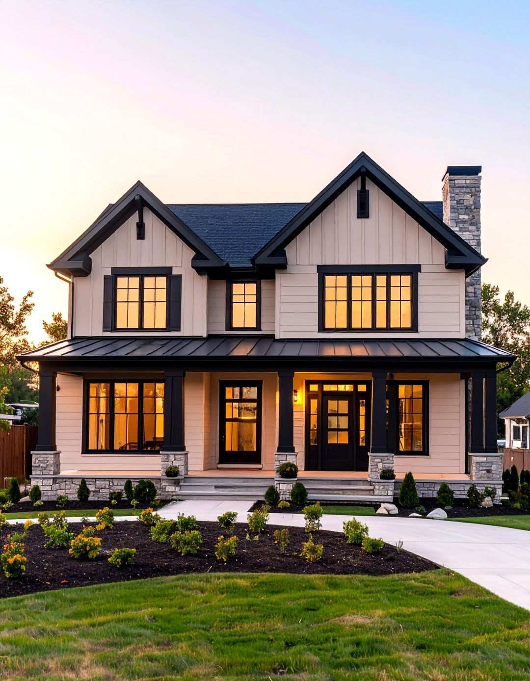 Beige and Black Vertical Element Emphasis - 20 beige and black house exterior ideas