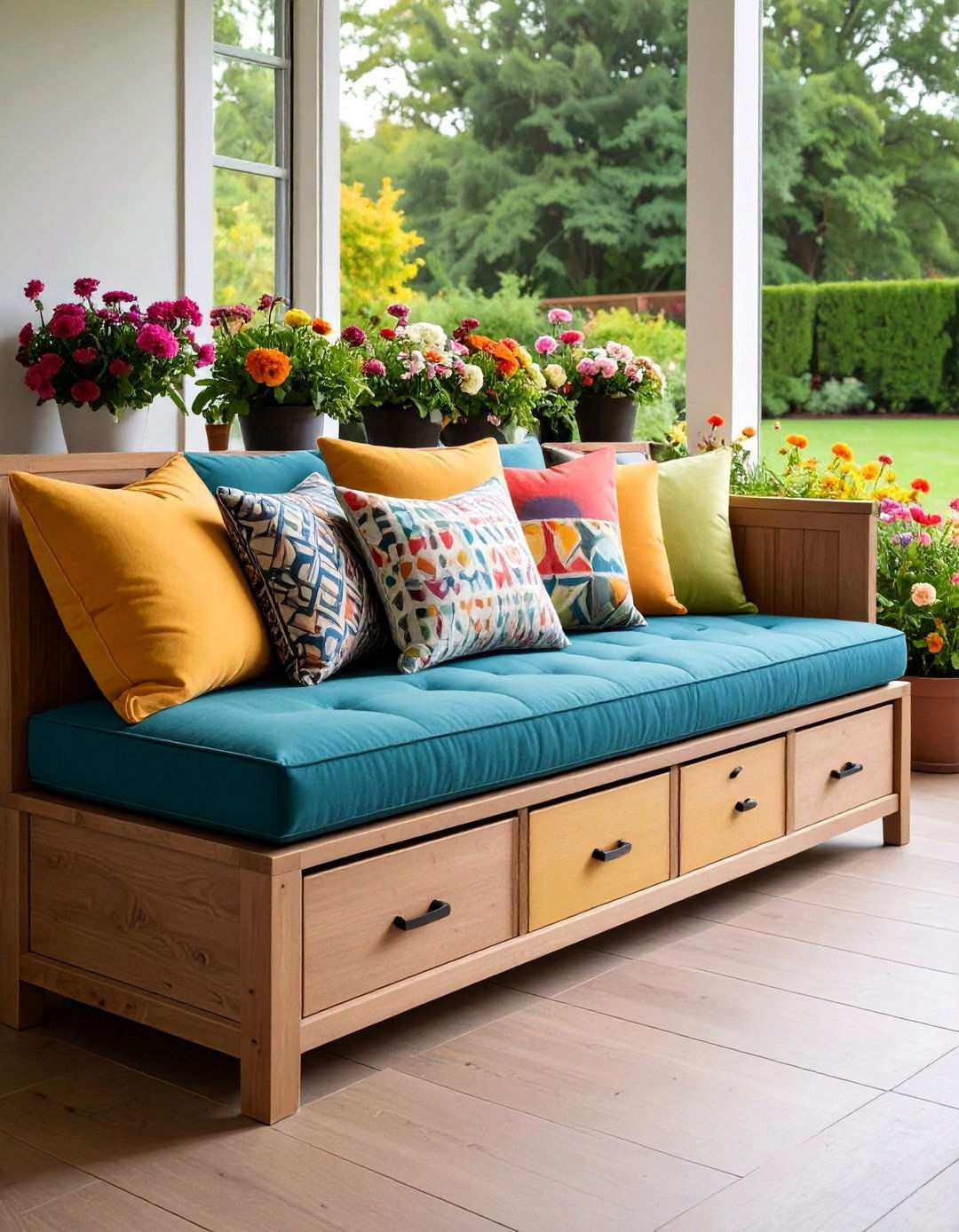 Bench Seat Corner with Hidden Storage - 20 Bedroom Corner Ideas