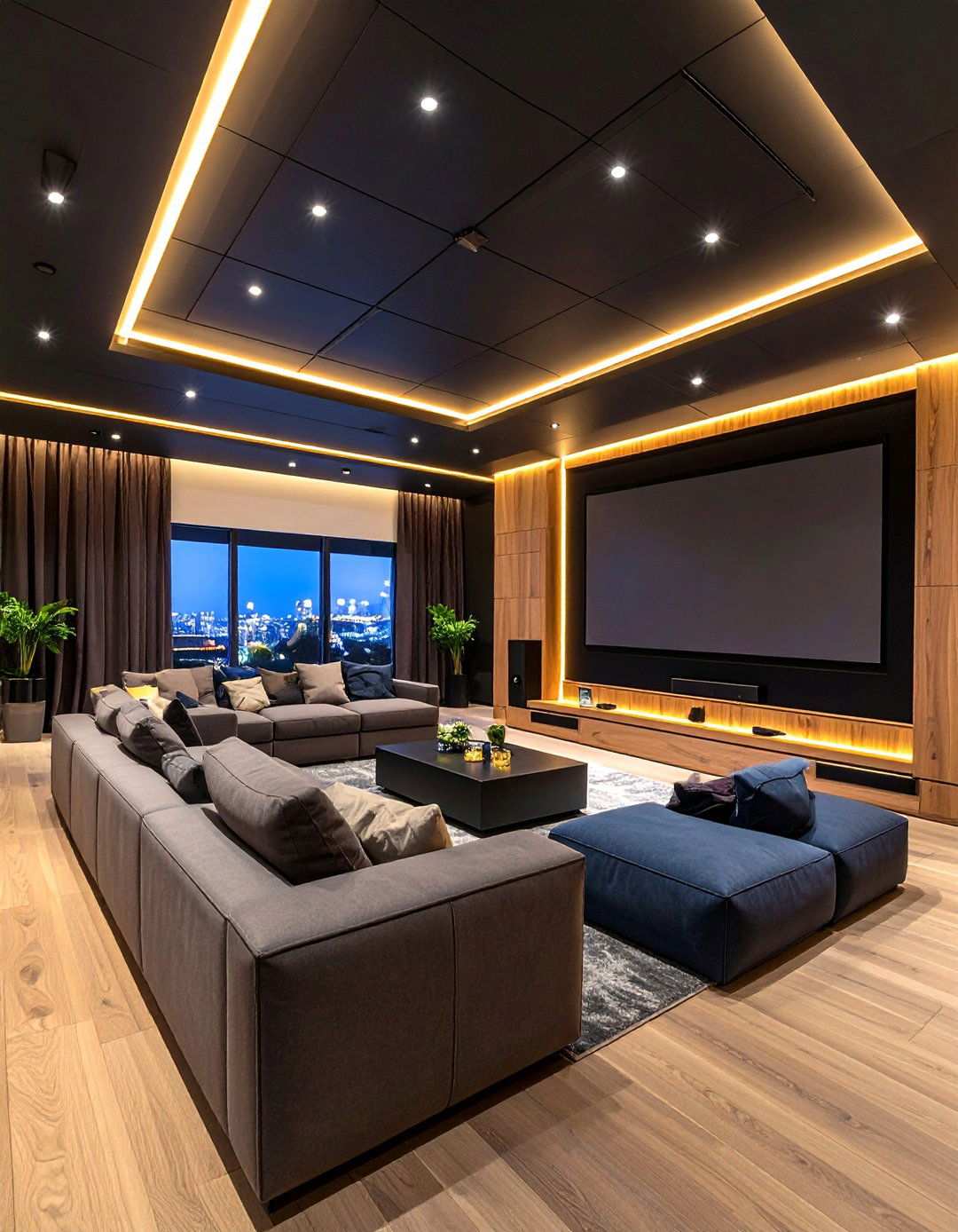 Black Acoustic Ceiling Perfect for Media Rooms - 20 Black Ceiling Design Ideas