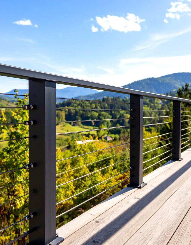 Black Aluminum Cable Deck Railing System - 20 black deck railing ideas