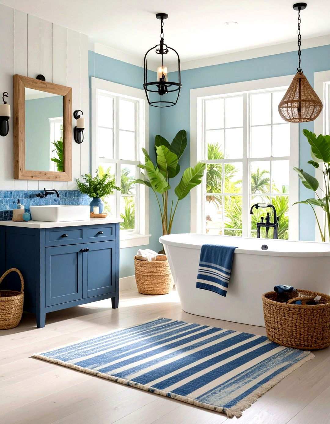 Black and Blue Coastal Themed Design Inspiration - 20 black and blue bathroom ideas
