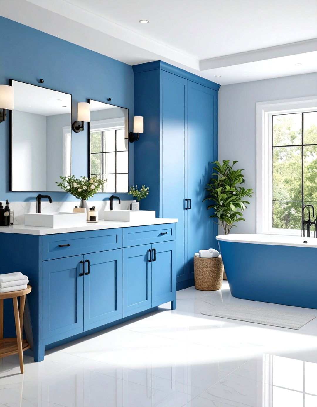 Black and Blue Tonal Color Scheme Approach - 20 black and blue bathroom ideas