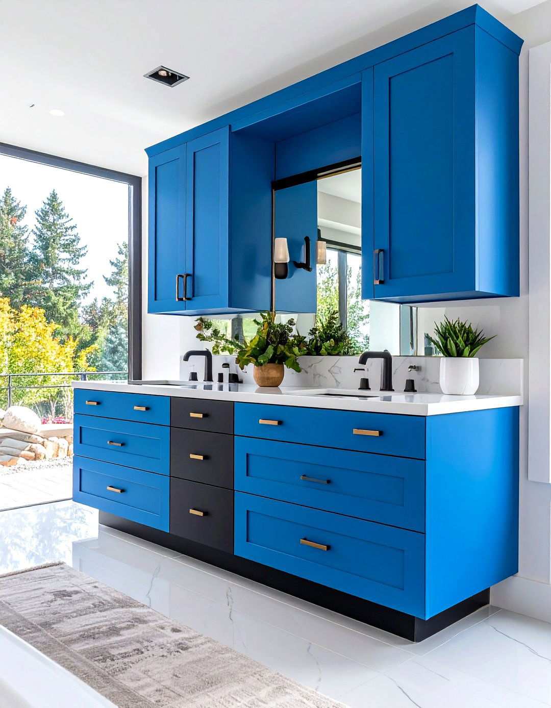 Black and Blue Two Tone Vanity Cabinet Design - 20 black and blue bathroom ideas