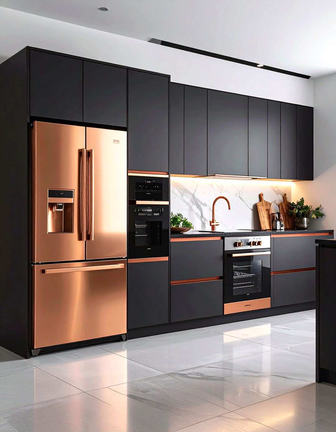 Black and Copper Kitchen Appliance Integration - 20 black and copper kitchen ideas