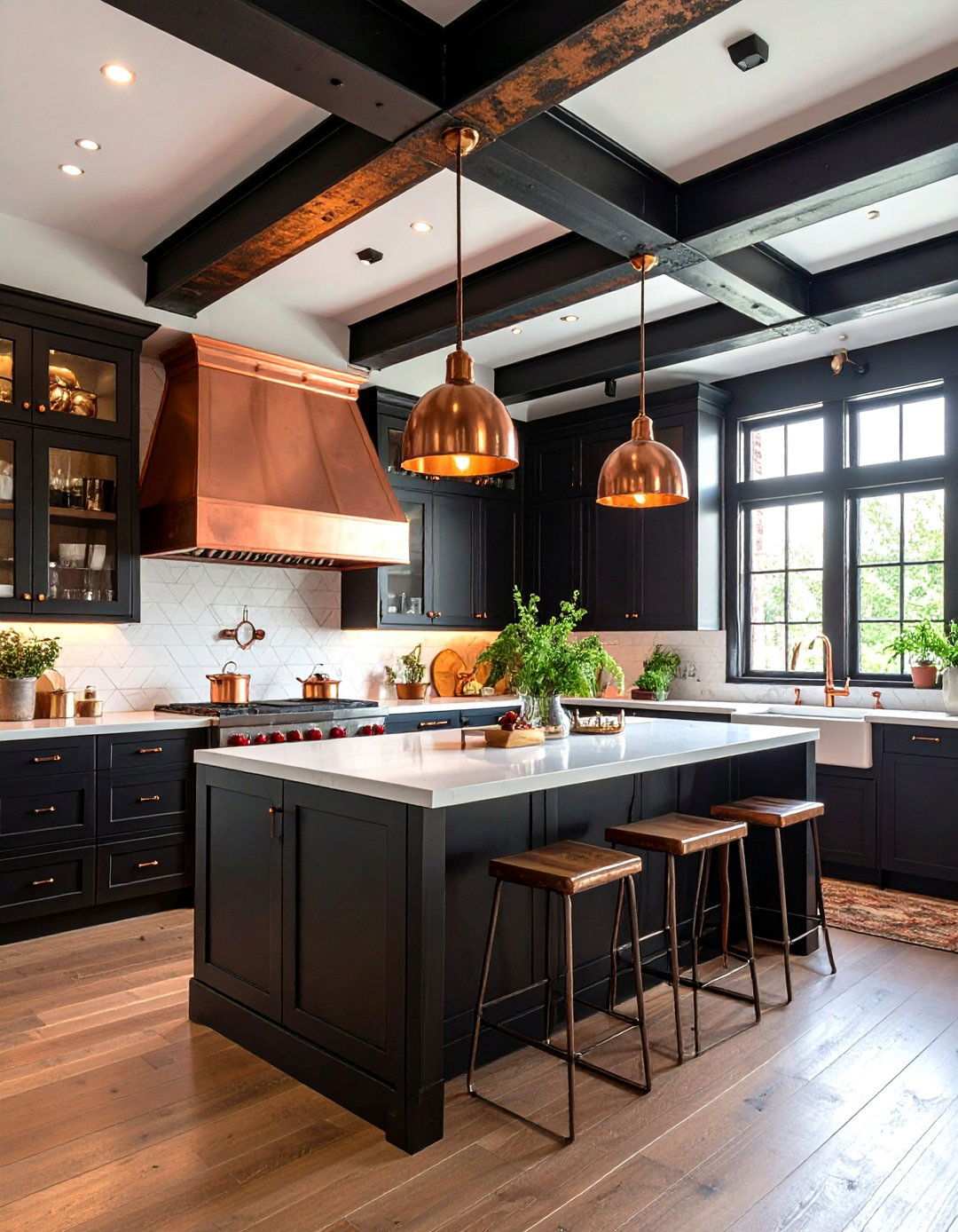 Black and Copper Kitchen Architectural Details - 20 black and copper kitchen ideas