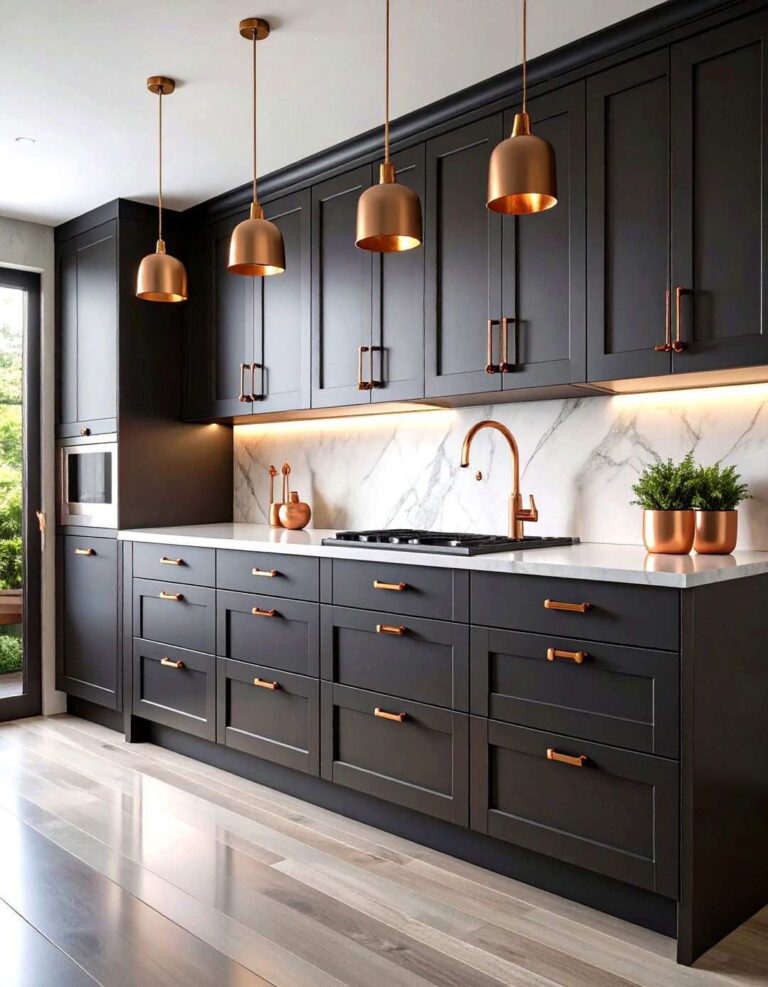 Black and Copper Kitchen Cabinet Hardware Transformation - 20 black and copper kitchen ideas
