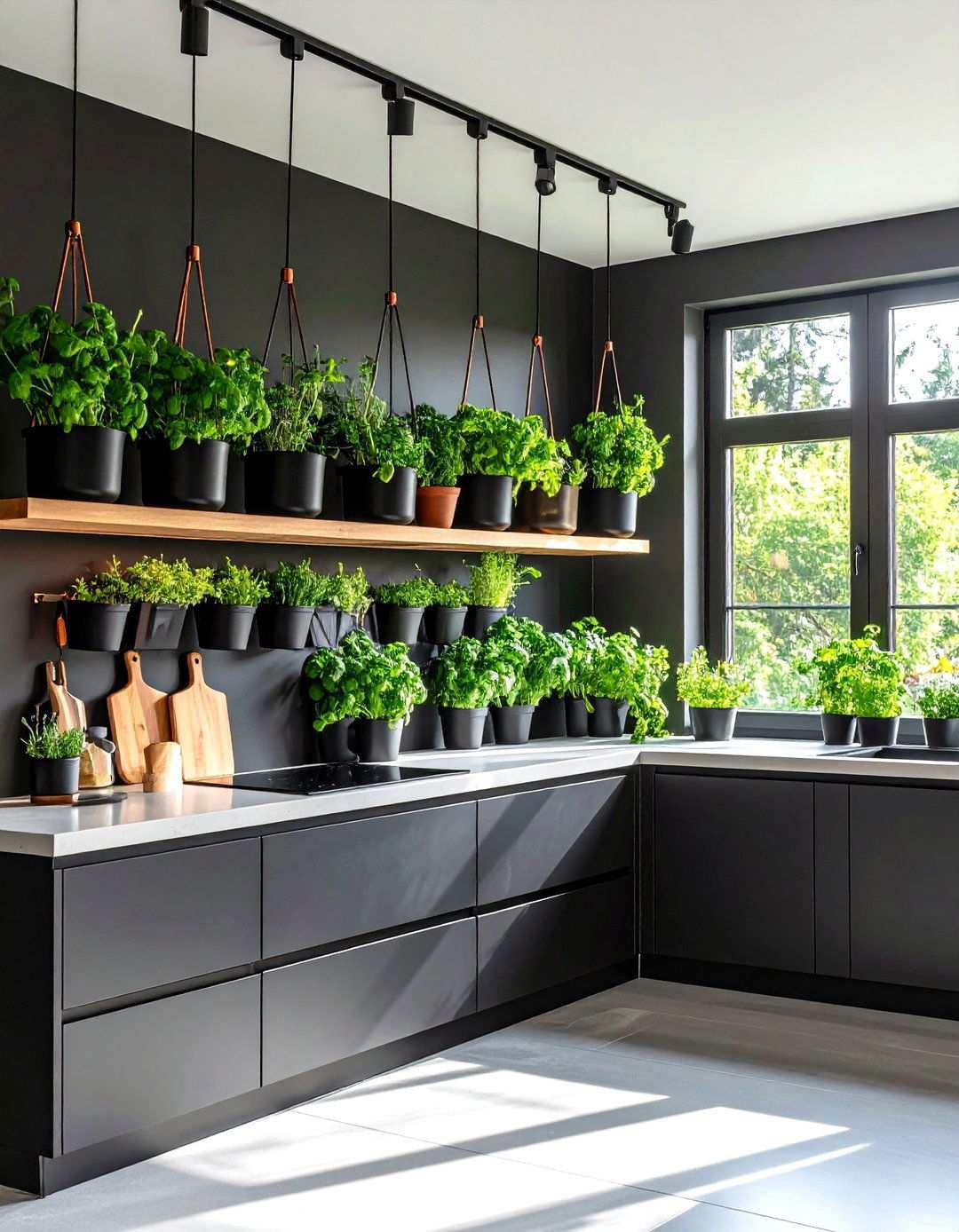 Black and Copper Kitchen Herb Garden Integration - 20 black and copper kitchen ideas