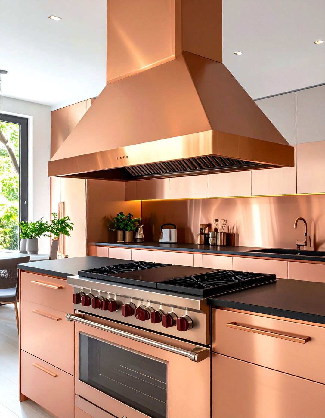 Black and Copper Kitchen Range Hood Statement - 20 black and copper kitchen ideas