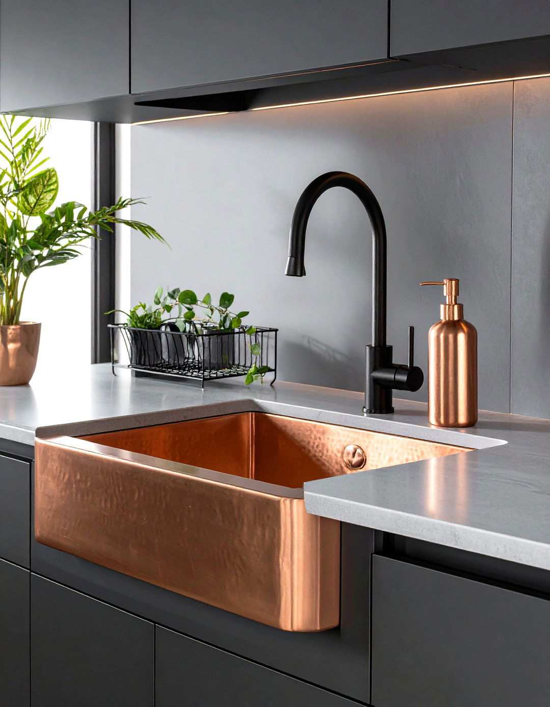 Black and Copper Kitchen Sink and Faucet Coordination - 20 black and copper kitchen ideas