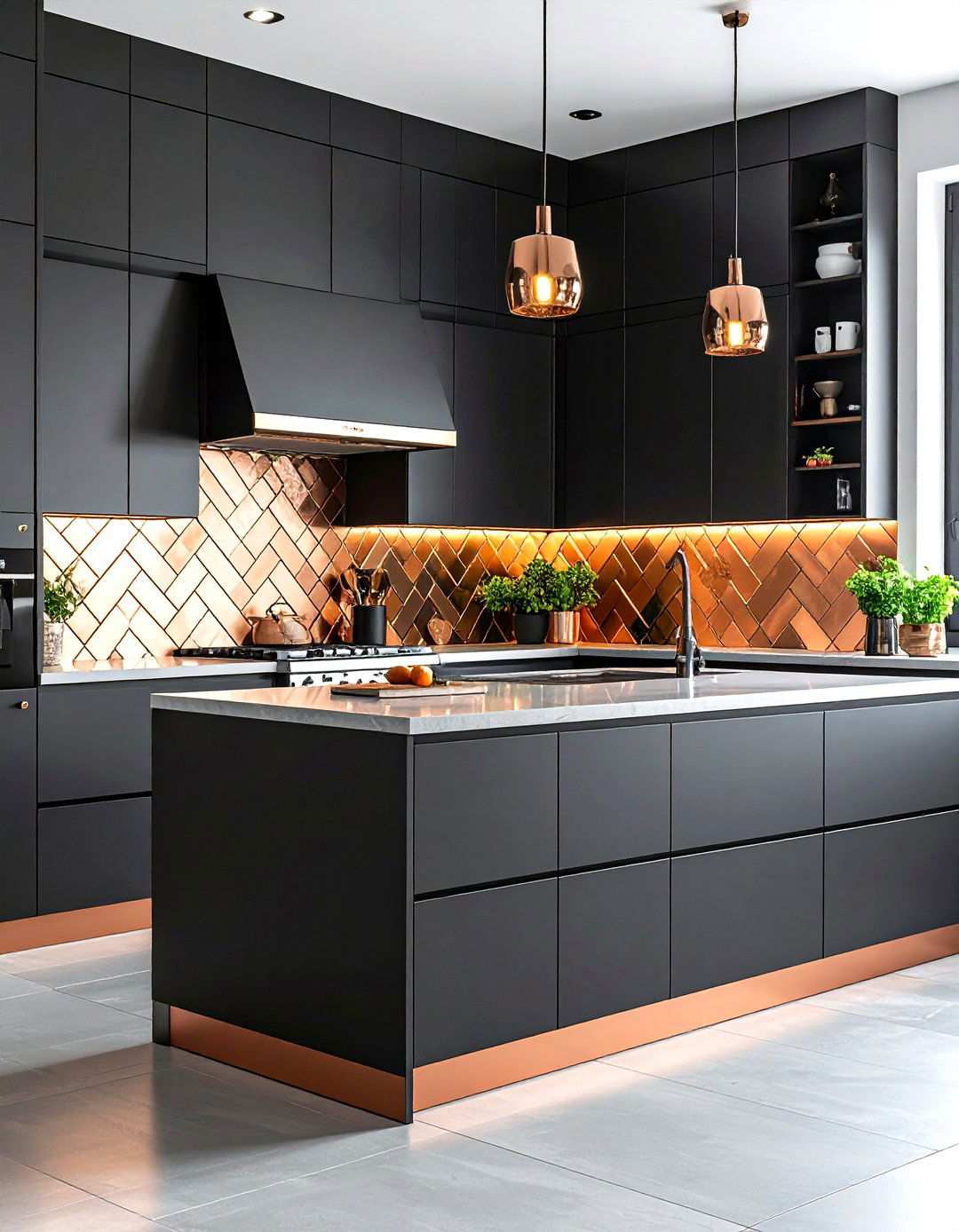 Black and Copper Kitchen Tile Pattern Play - 20 black and copper kitchen ideas