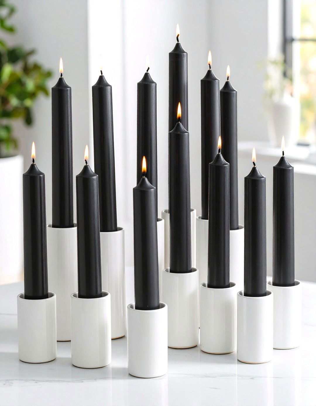 Black and White Wedding Candlelight with Taper Candles - 20 Black and White Wedding Ideas