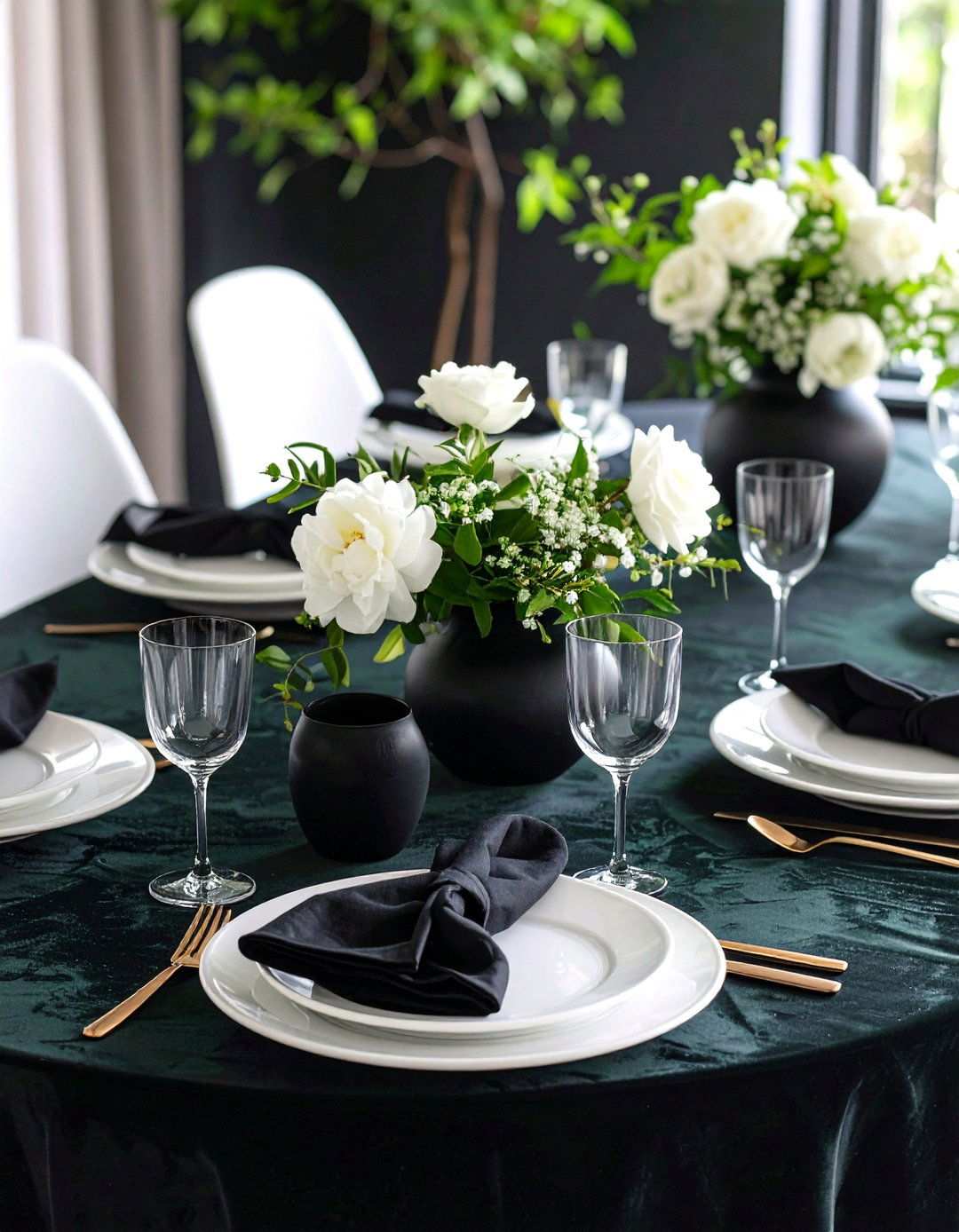 Black and White Wedding Table Linens in Velvet Luxe - 20 Black and White Wedding Ideas