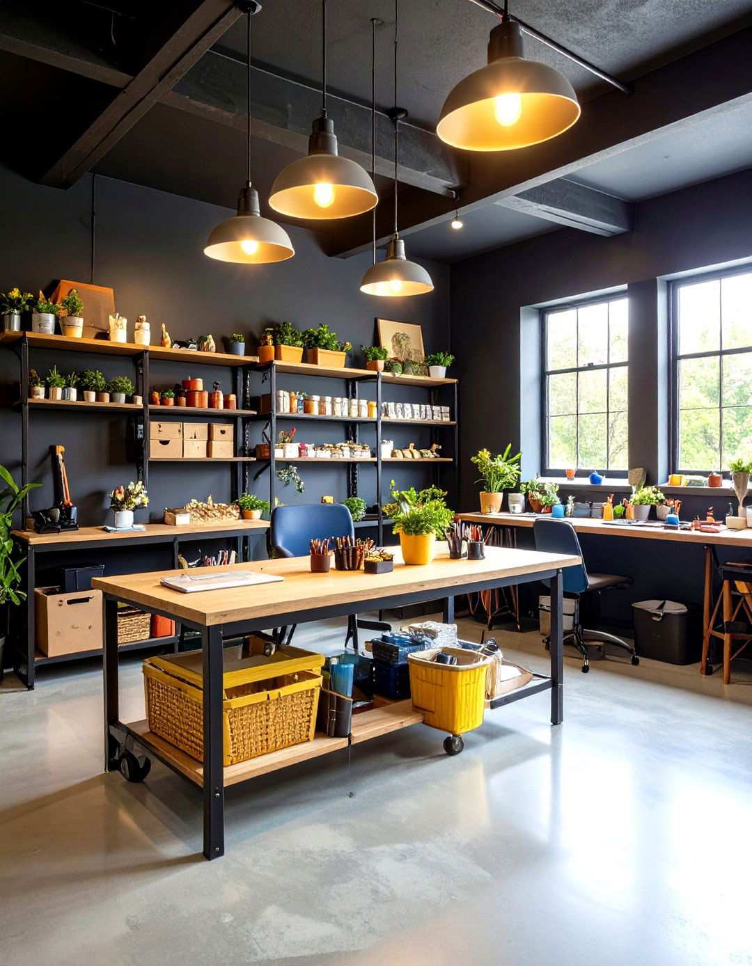 Black Basement Craft Room Workshop - 20 black basement ideas