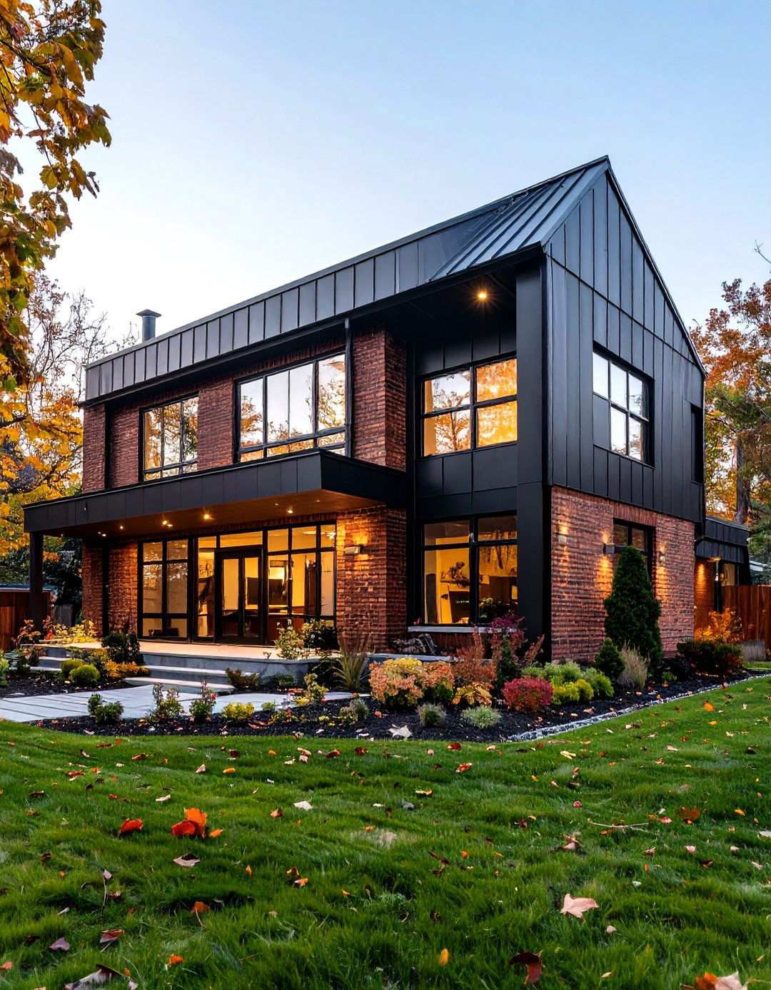 Black Brick Industrial House with Metal Accents - 20 Black Brick House Exteriors