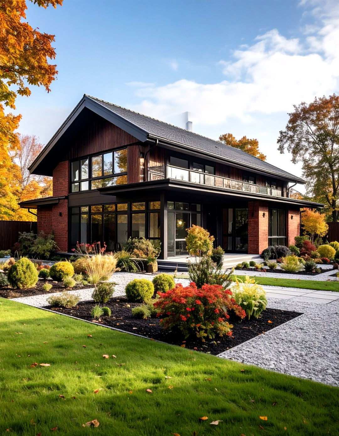 Black Brick Mid Century Modern House with Geometric Design - 20 Black Brick House Exteriors