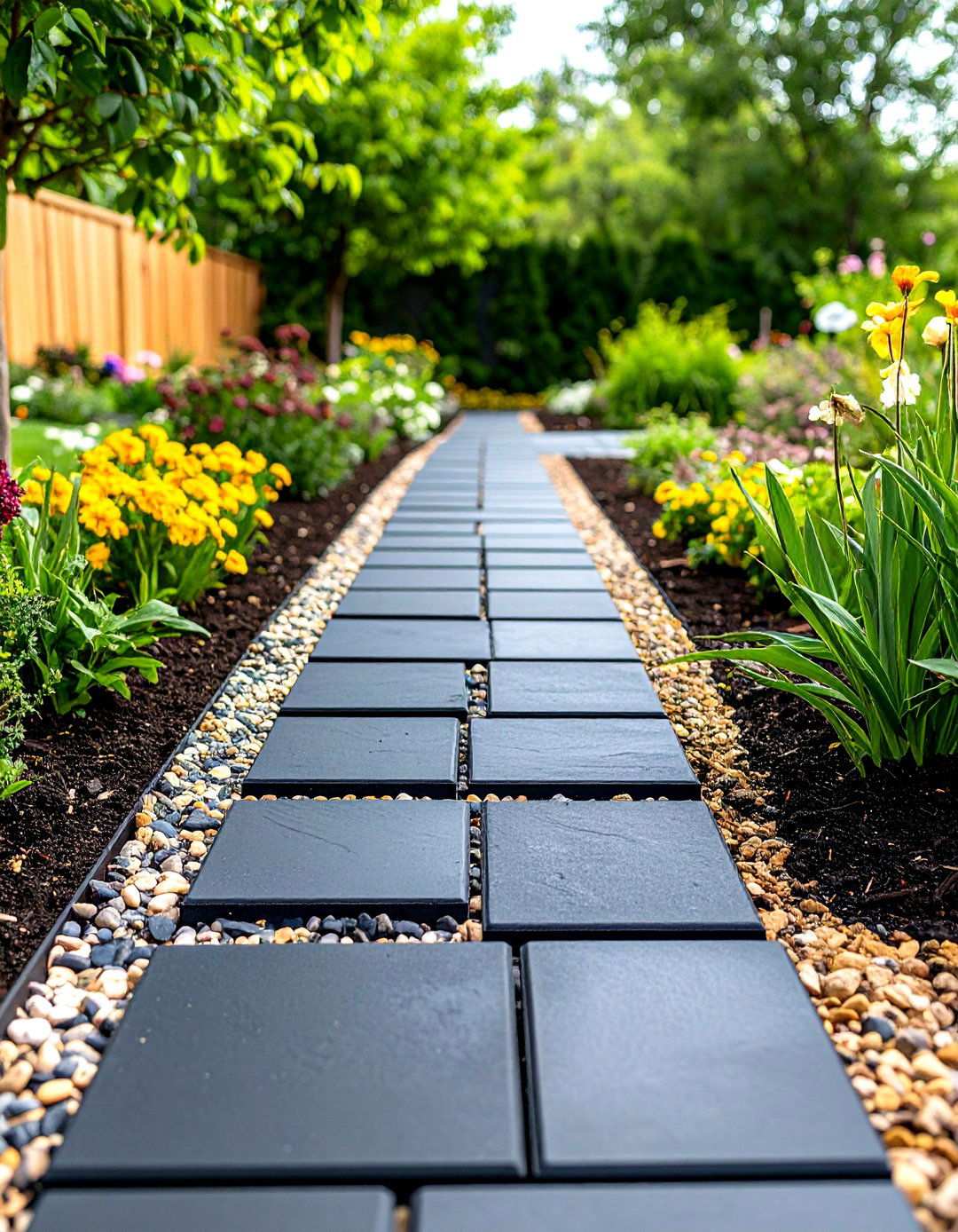 Black Brick Walkway with Sustainable Drainage Features - 20 Black Brick Walkway Ideas