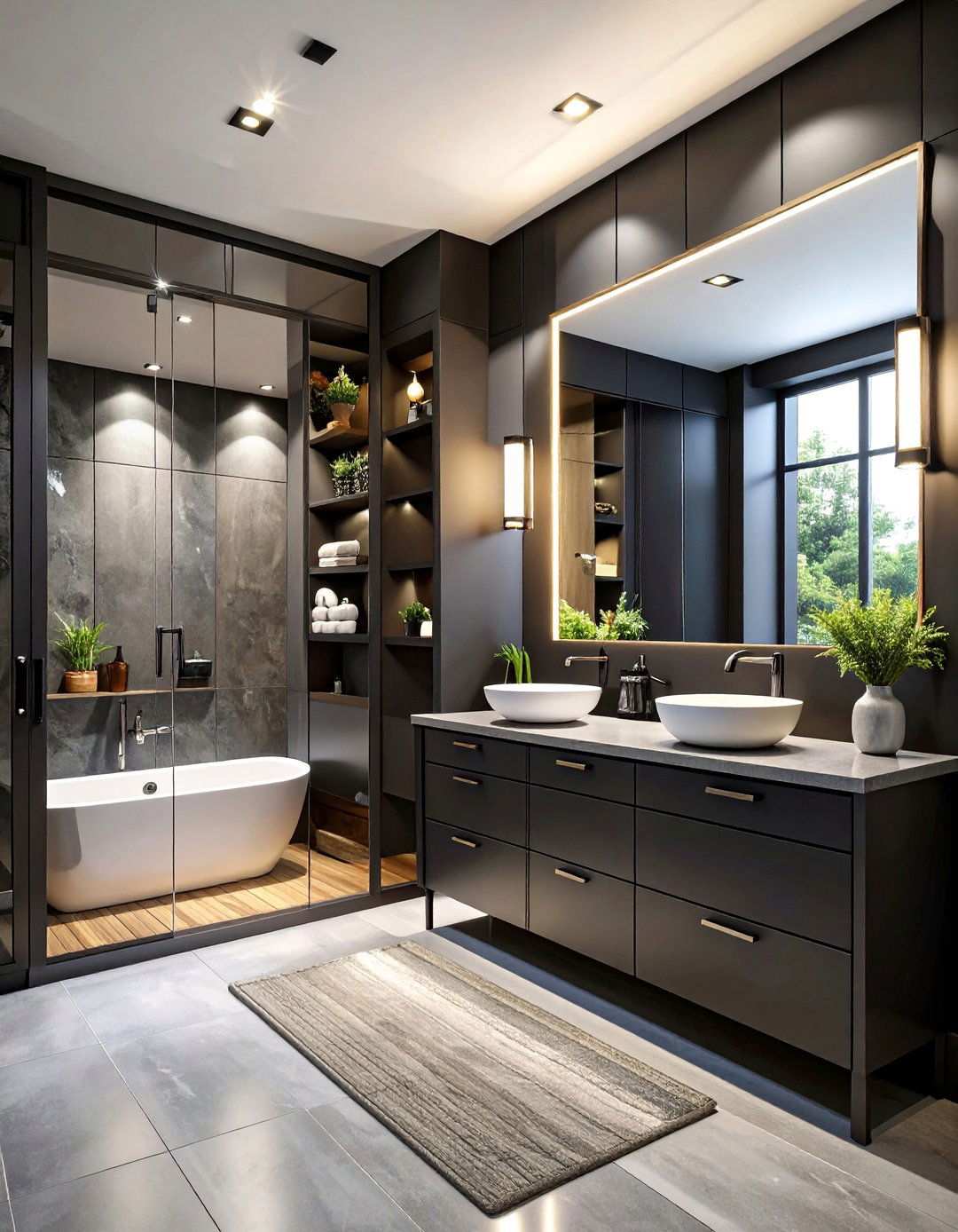Black Cabinet Custom Built In Bathroom Design - 20 bathroom with black cabinets ideas