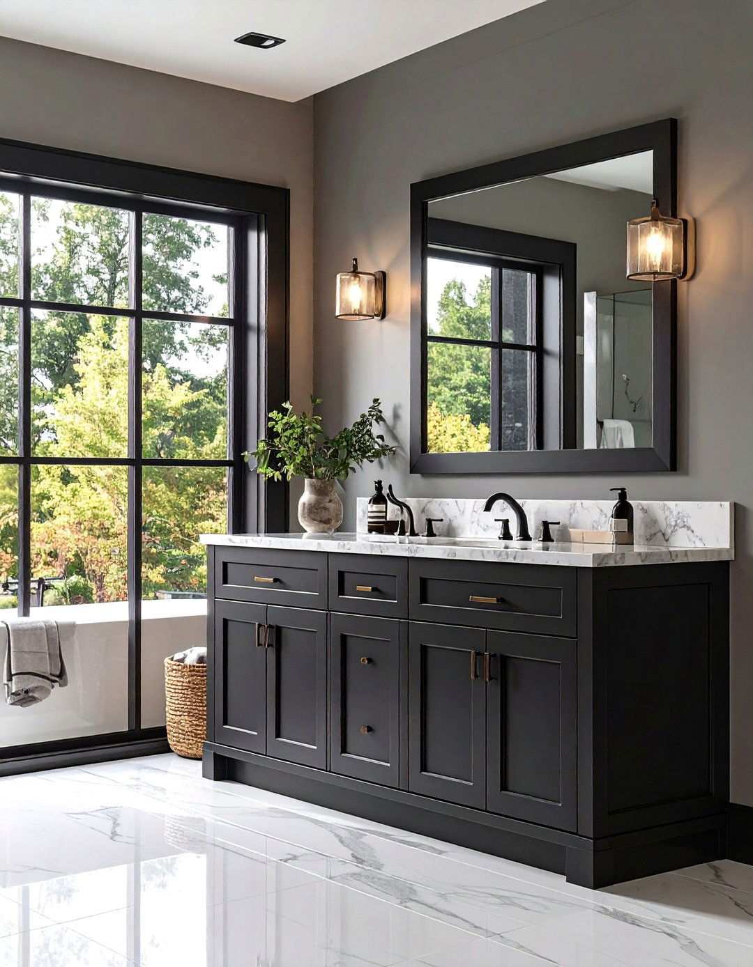 Black Cabinet Recessed Panel Bathroom Design - 20 bathroom with black cabinets ideas