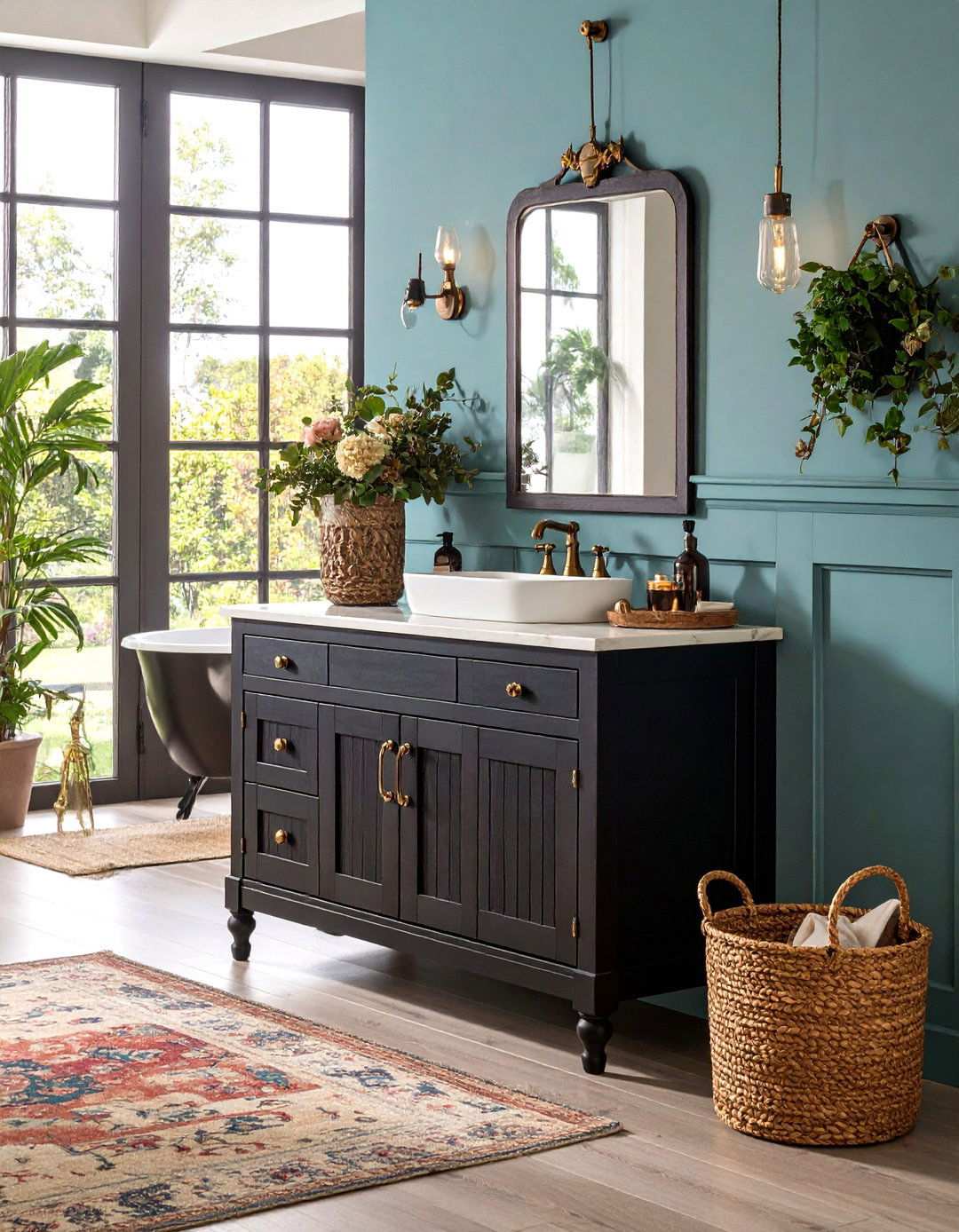 Black Cabinet Vintage Revival Bathroom - 20 bathroom with black cabinets ideas