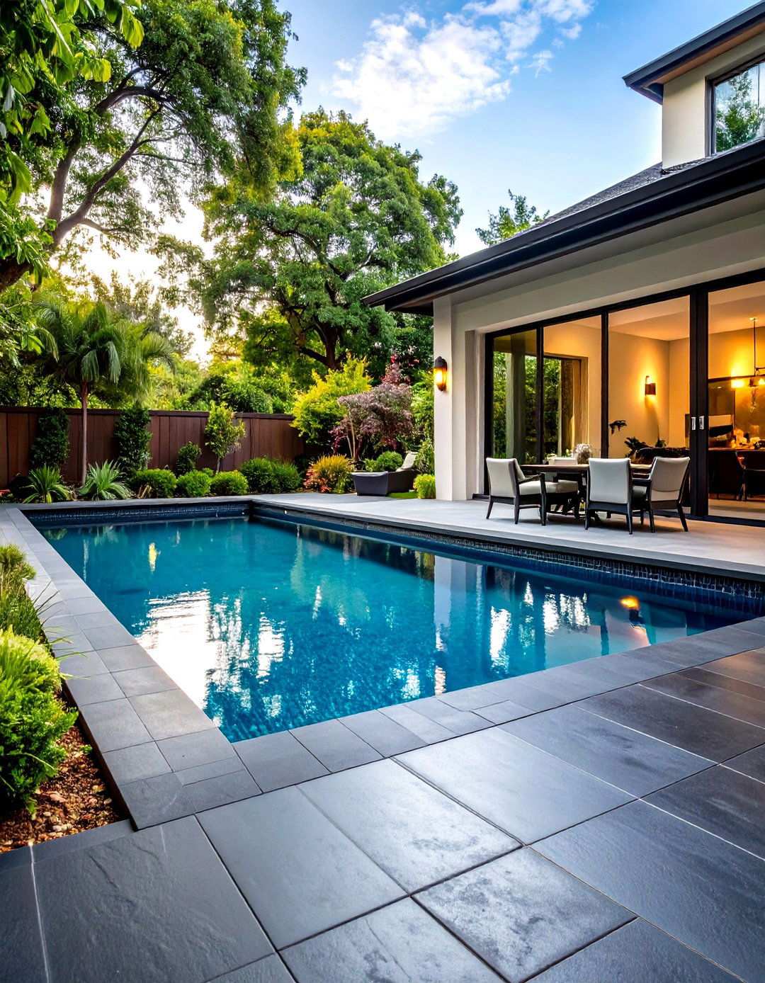 Black Concrete Patio with Pool Deck Extension - 20 black concrete patio ideas