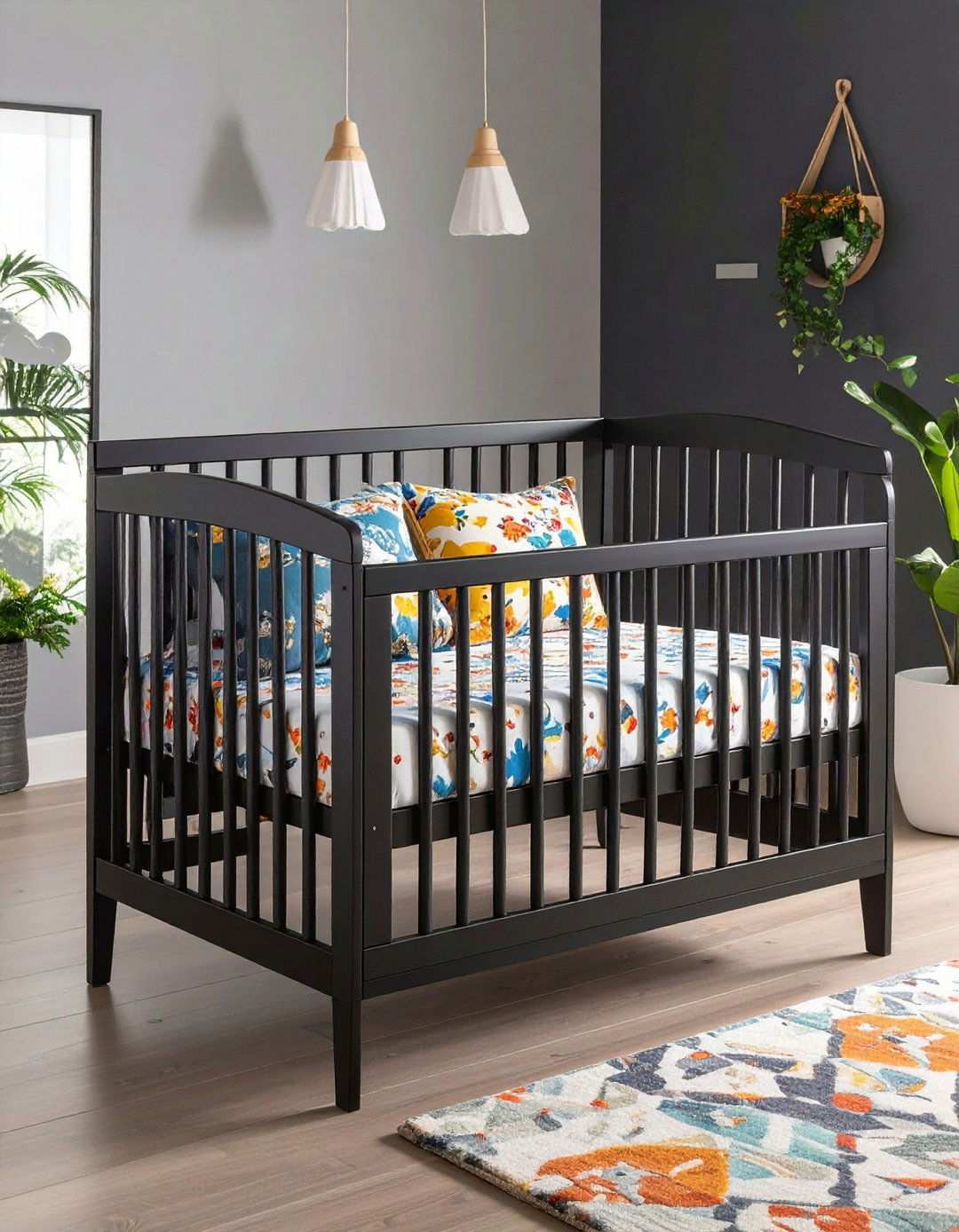 Black Crib as the Nursery Centerpiece - 20 Black Nursery Ideas