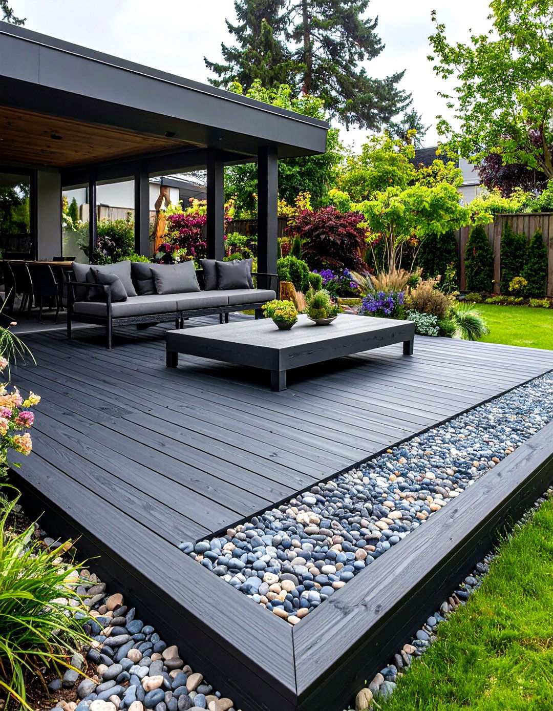 Black Deck with Mixed Material Inlay - 20 Black Deck Ideas