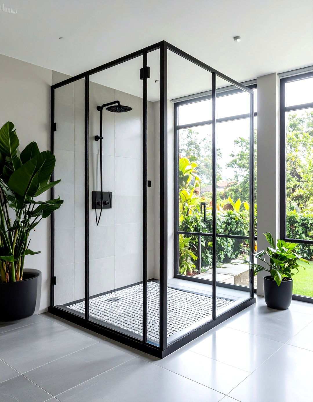 Black Framed Glass Shower Enclosure - 20 Black Bathroom Ideas