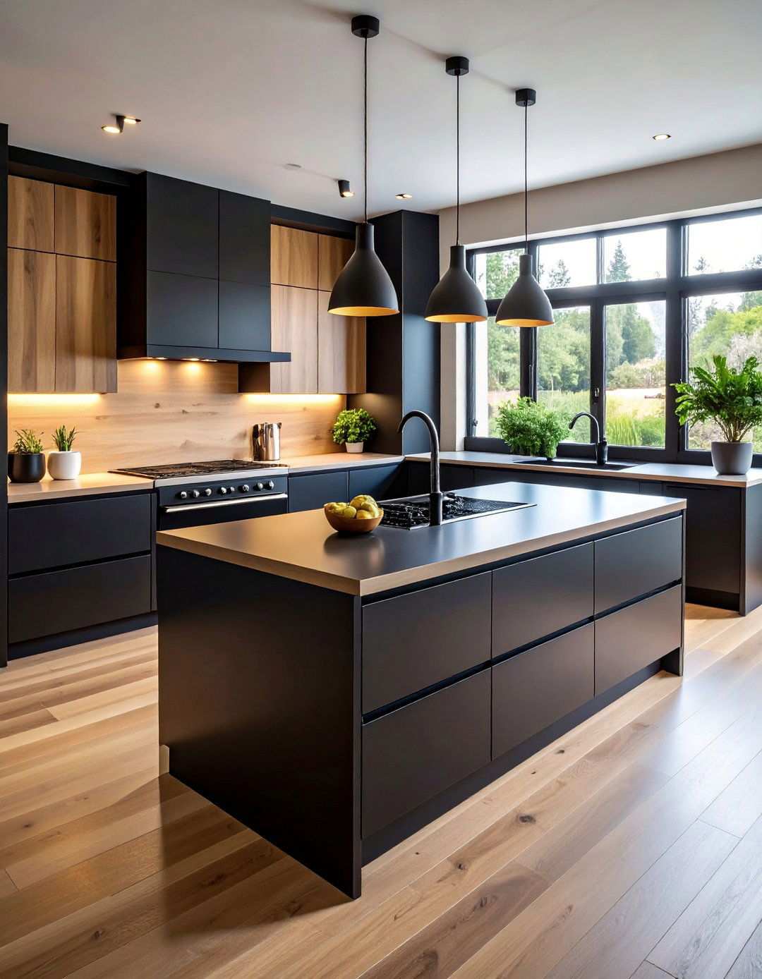 Black Island with Integrated Sink and Cooktop - 20 Black Kitchen Islands