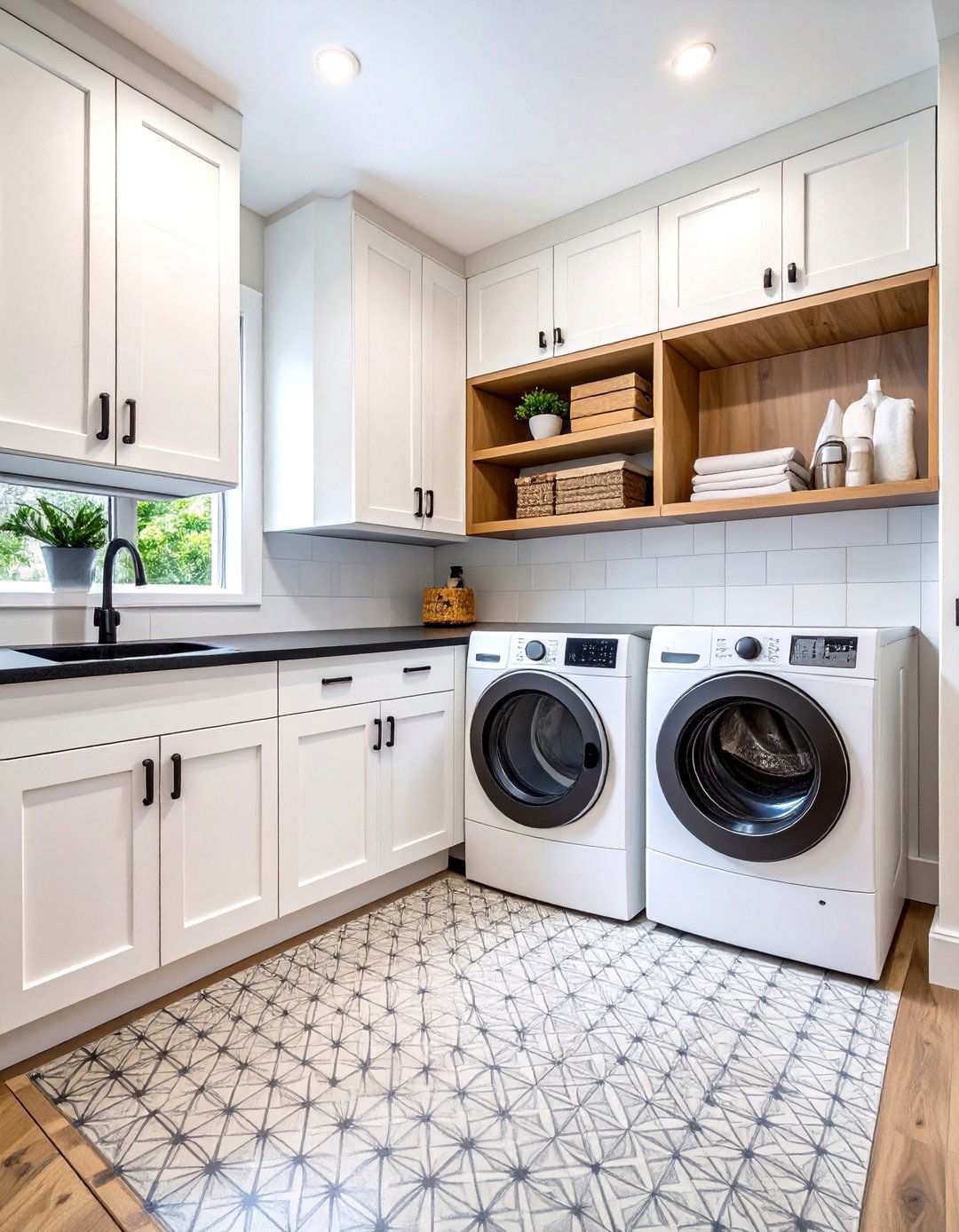 Black Laundry Room and White Contrast Schemes - 20 black laundry room ideas