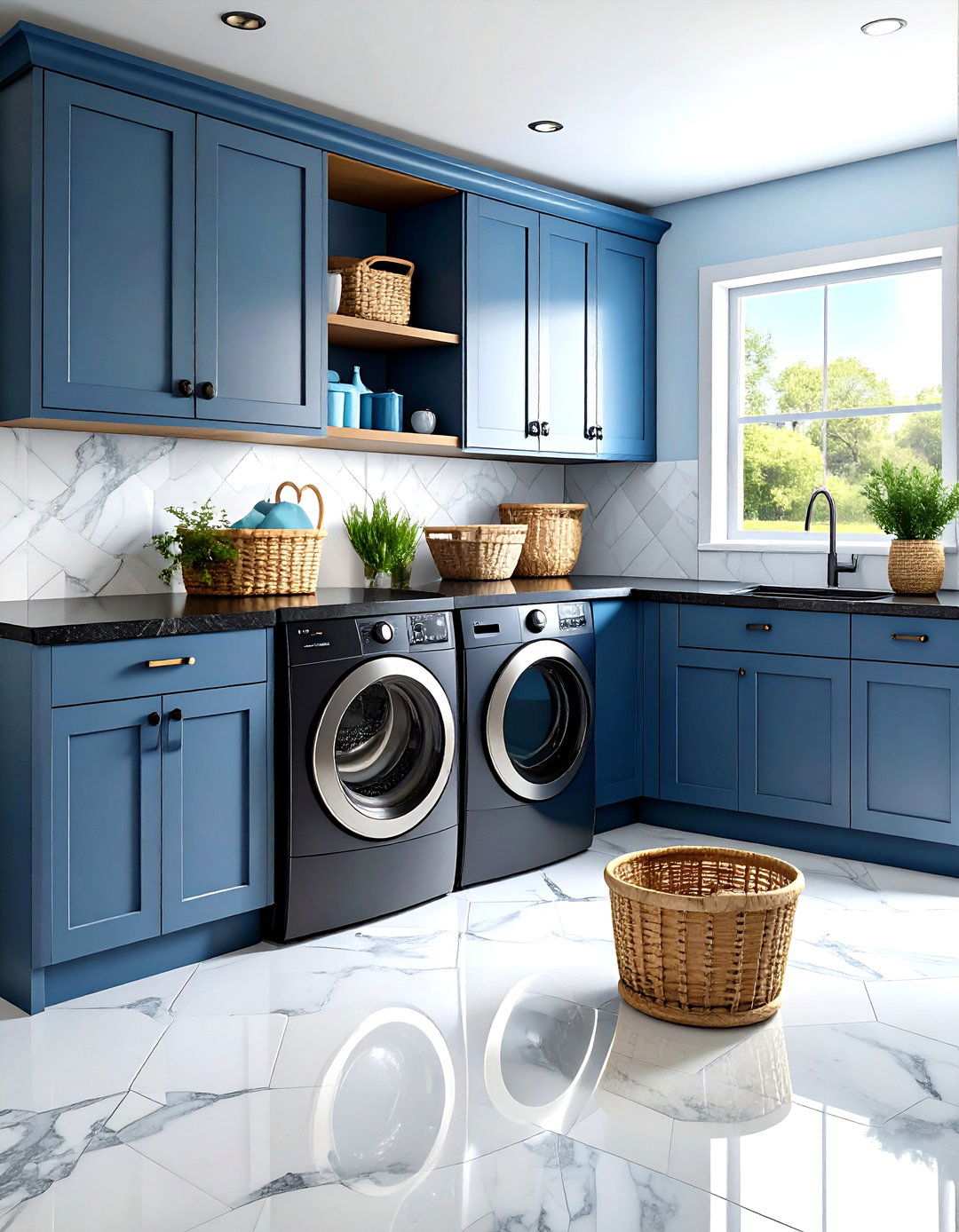 Black Laundry Room Countertops with Mixed Materials - 20 black laundry room ideas