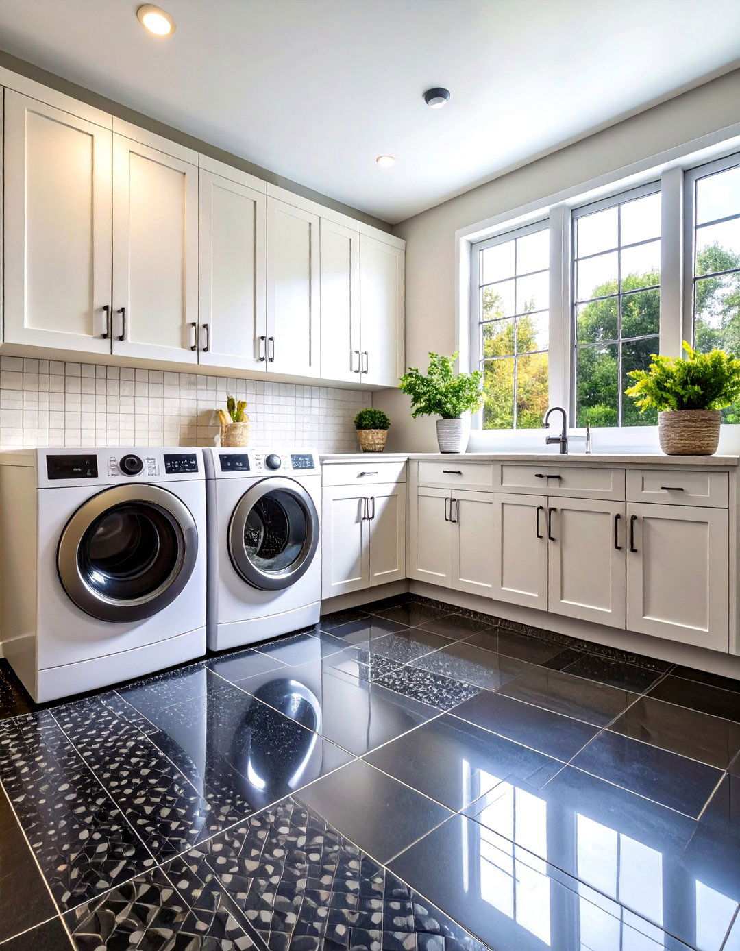 Black Laundry Room Tile Patterns and Textures - 20 black laundry room ideas