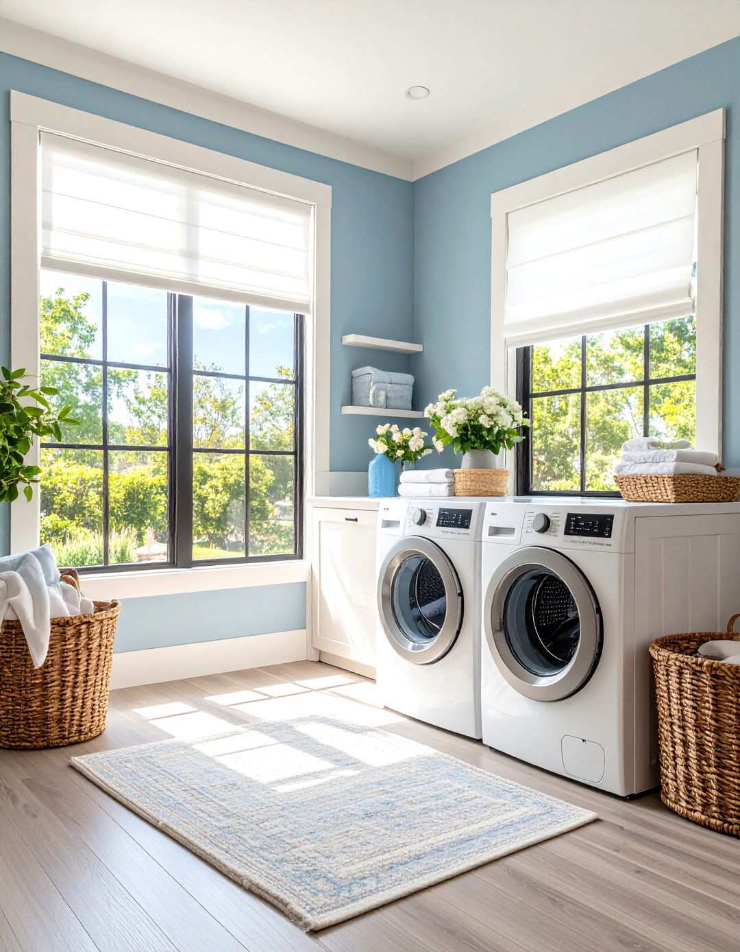 Black Laundry Room Window Treatments and Natural Light - 20 black laundry room ideas